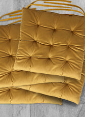 Velvet Slip Free Tufted  Chair Cushion Mustard 40x40cm - Pack of 4 - Cotton Home