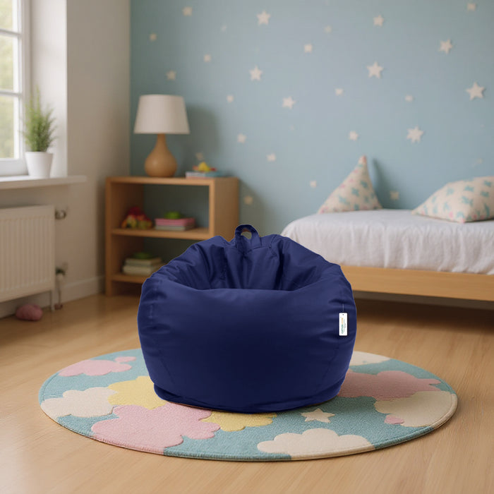 Kids Bean Bag Chair Premium PU Leather 50x80x80cm - Navy Blue