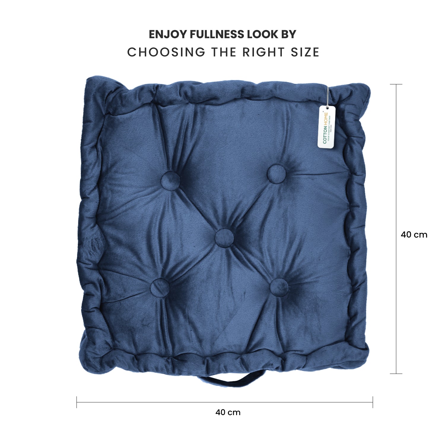 Serenity Velvet Multipurpose Seat Cushion 40x40cm  Pack of 2  Square Shape Seating - Cotton Home