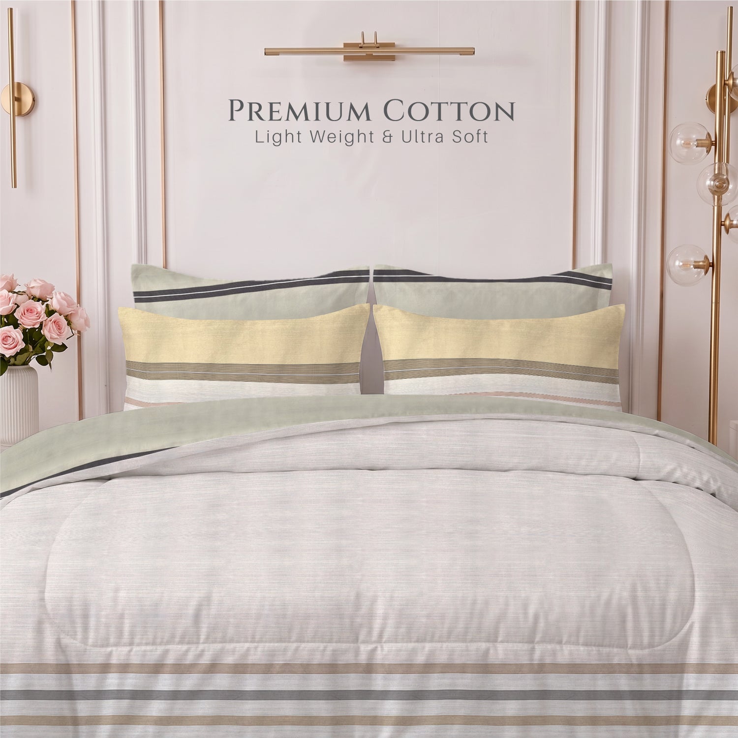 Avendra 350TC  Cotton 6-Piece Set Premium Quality King Comforter Set 220x240cm