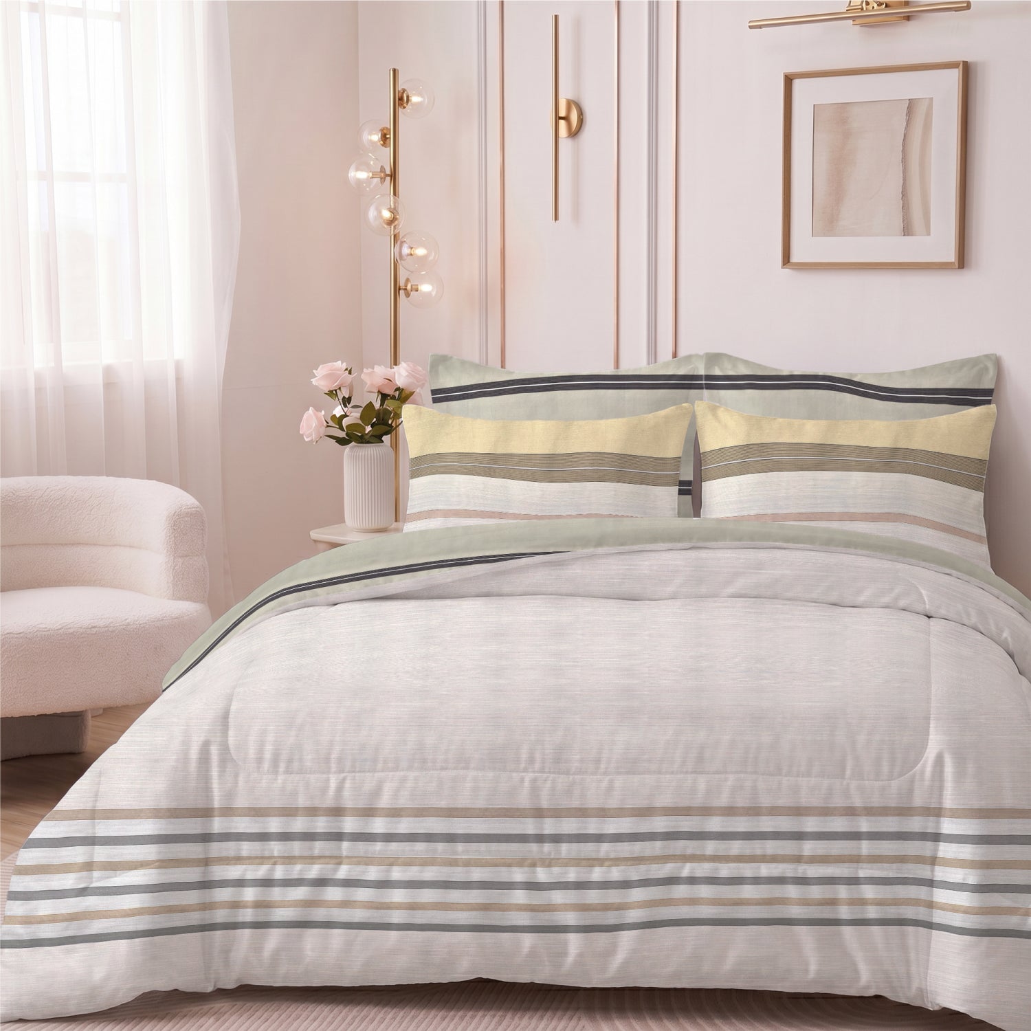 Avendra 350TC  Cotton 6-Piece Set Premium Quality King Comforter Set 220x240cm