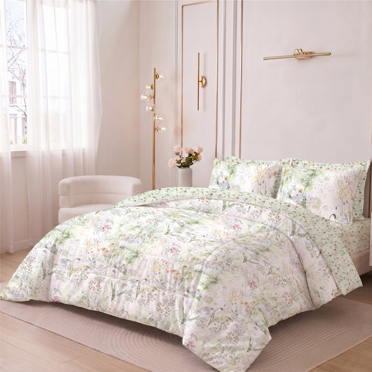 Nuvora 350TC  Cotton 6-Piece Set Premium Quality King Comforter Set 220x240cm
