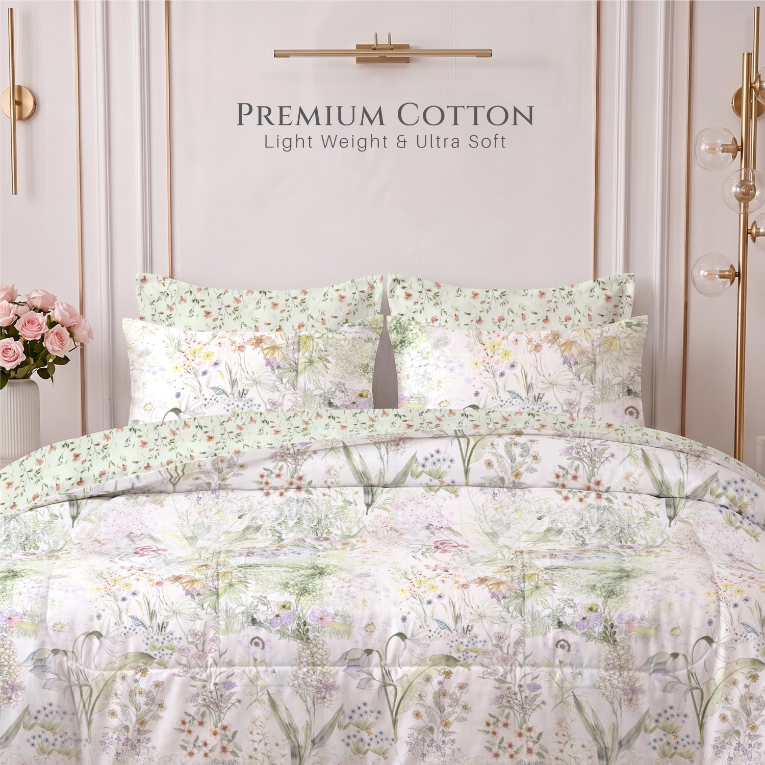 Nuvora 350TC  Cotton 6-Piece Set Premium Quality King Comforter Set 220x240cm