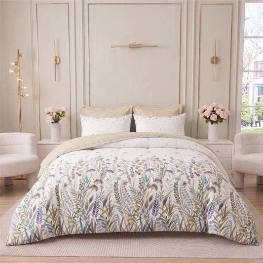 Nuvora 100% Cotton 6-Piece Luxury Comforter Set 220x240cm – Printed Set 46