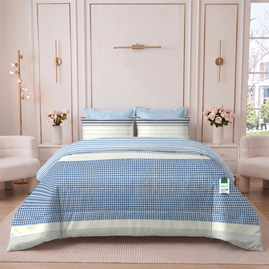 Nuvora 100% Cotton 6-Piece Luxury Comforter Set 220x240cm – Printed Set 57