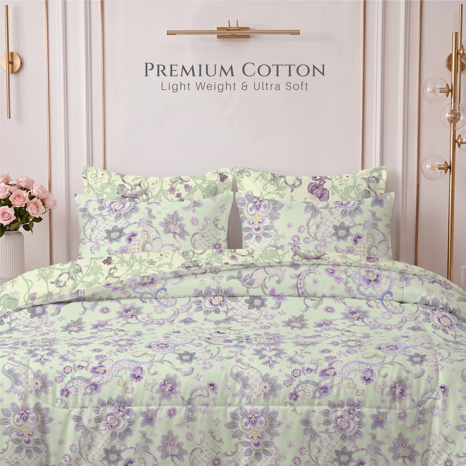Zenvia 350TC  Cotton 6-Piece Set Premium Quality King Comforter Set 220x240cm