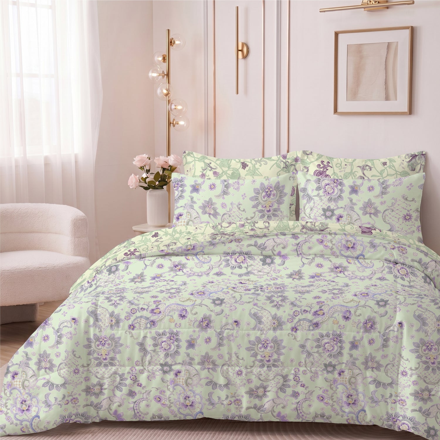 Zenvia 350TC  Cotton 6-Piece Set Premium Quality King Comforter Set 220x240cm