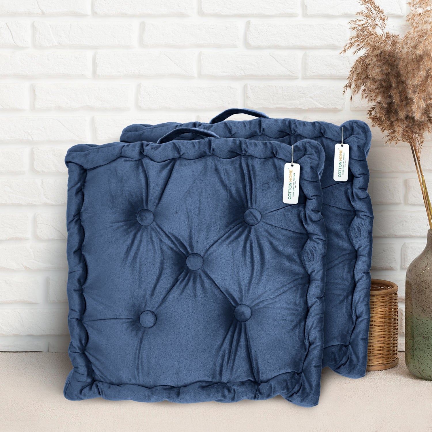 Serenity Velvet Multipurpose Seat Cushion 40x40cm  Pack of 2  Square Shape Seating - Cotton Home