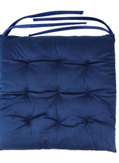 Velvet Slip Free Tufted  Chair Cushion Navy Blue 40x40cm - Pack of 4 - Cotton Home