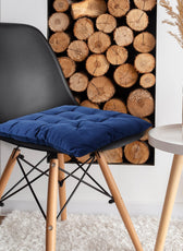 Velvet Slip Free Tufted  Chair Cushion Navy Blue 40x40cm - Pack of 4 - Cotton Home