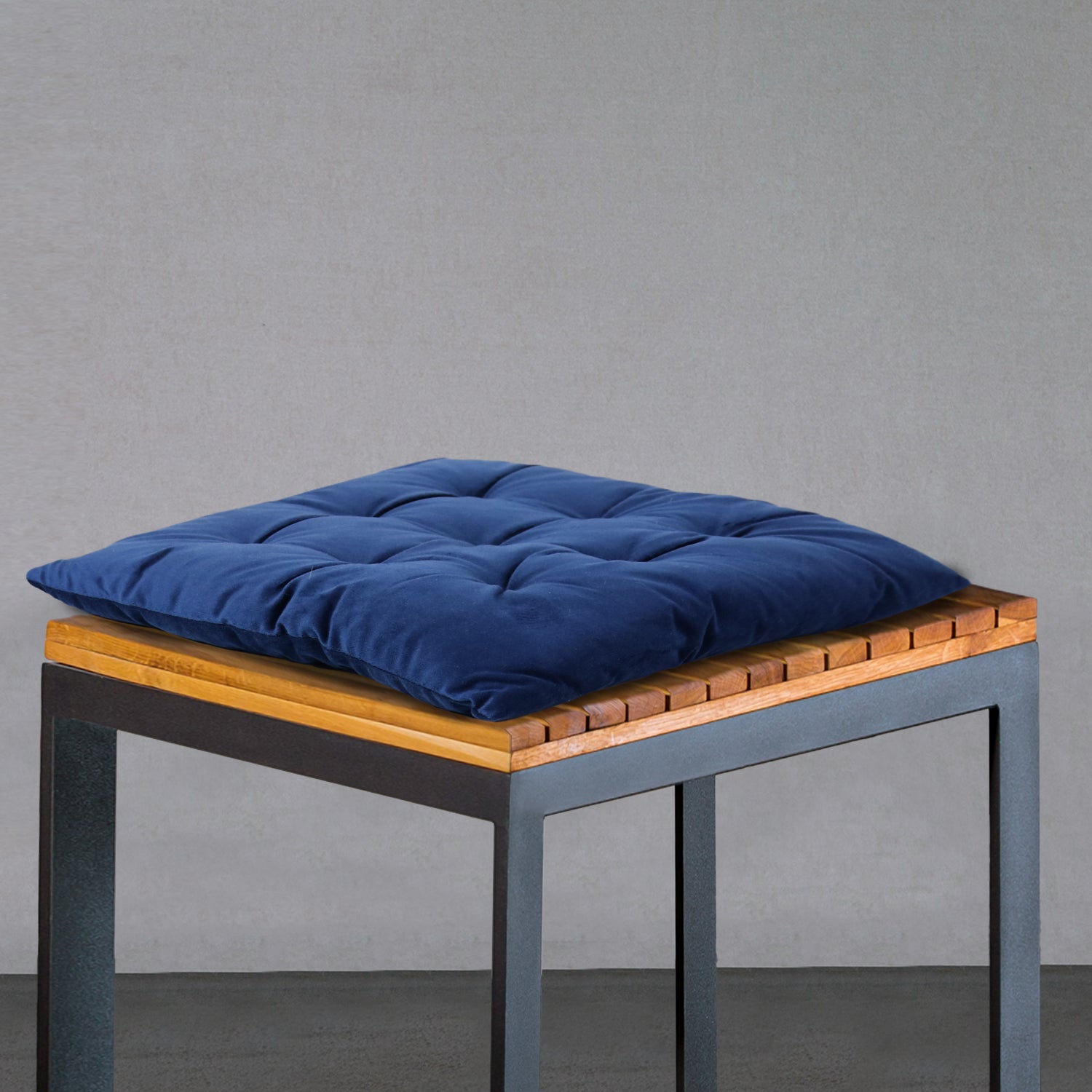 Velvet Slip Free Tufted  Chair Cushion Navy Blue 40x40cm - Cotton Home