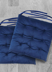 Velvet Slip Free Tufted  Chair Cushion Navy Blue 40x40cm - Pack of 2 - Cotton Home