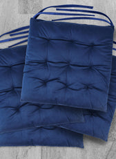 Velvet Slip Free Tufted  Chair Cushion Navy Blue 40x40cm - Pack of 4 - Cotton Home