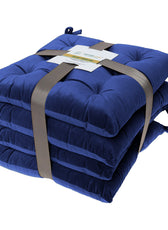 Velvet Slip Free Tufted  Chair Cushion Navy Blue 40x40cm - Pack of 4 - Cotton Home