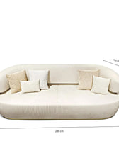 Nova 3-Seater Velvet Sofa in  – Luxurious Comfort, L230cm x W110cm x H86cm - Cotton Home