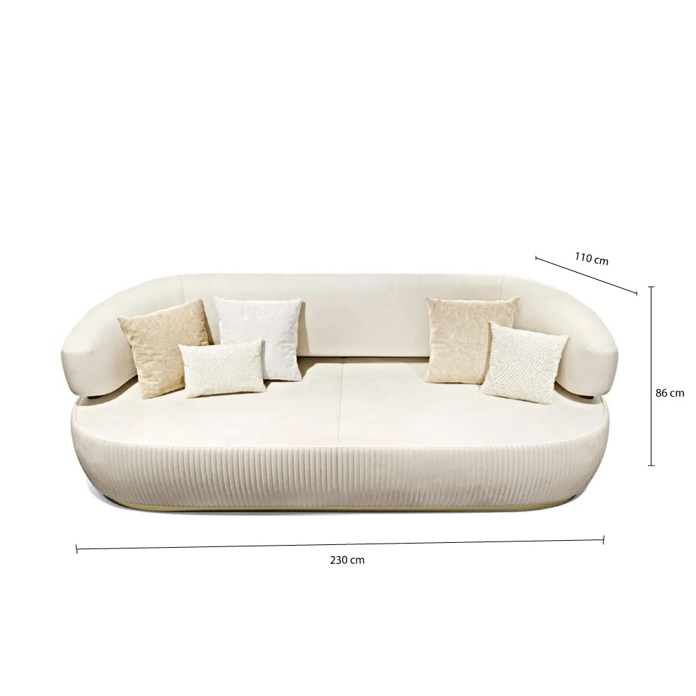 Nova 3-Seater Velvet Sofa in  – Luxurious Comfort, L230cm x W110cm x H86cm - Cotton Home