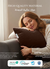 Woman relaxing on a couch with a pillow by cotton home