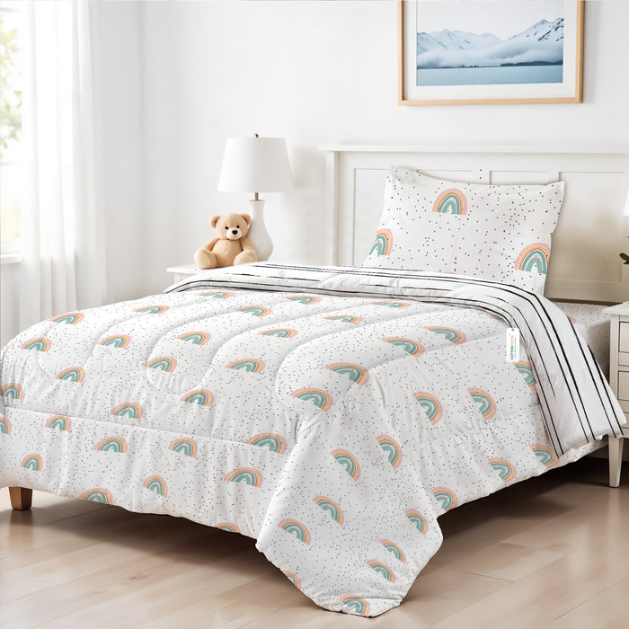 Back to School Essentials 3PC Premium Cotton Kids Bedding & Free Pencil Set Twinkle Unicorn