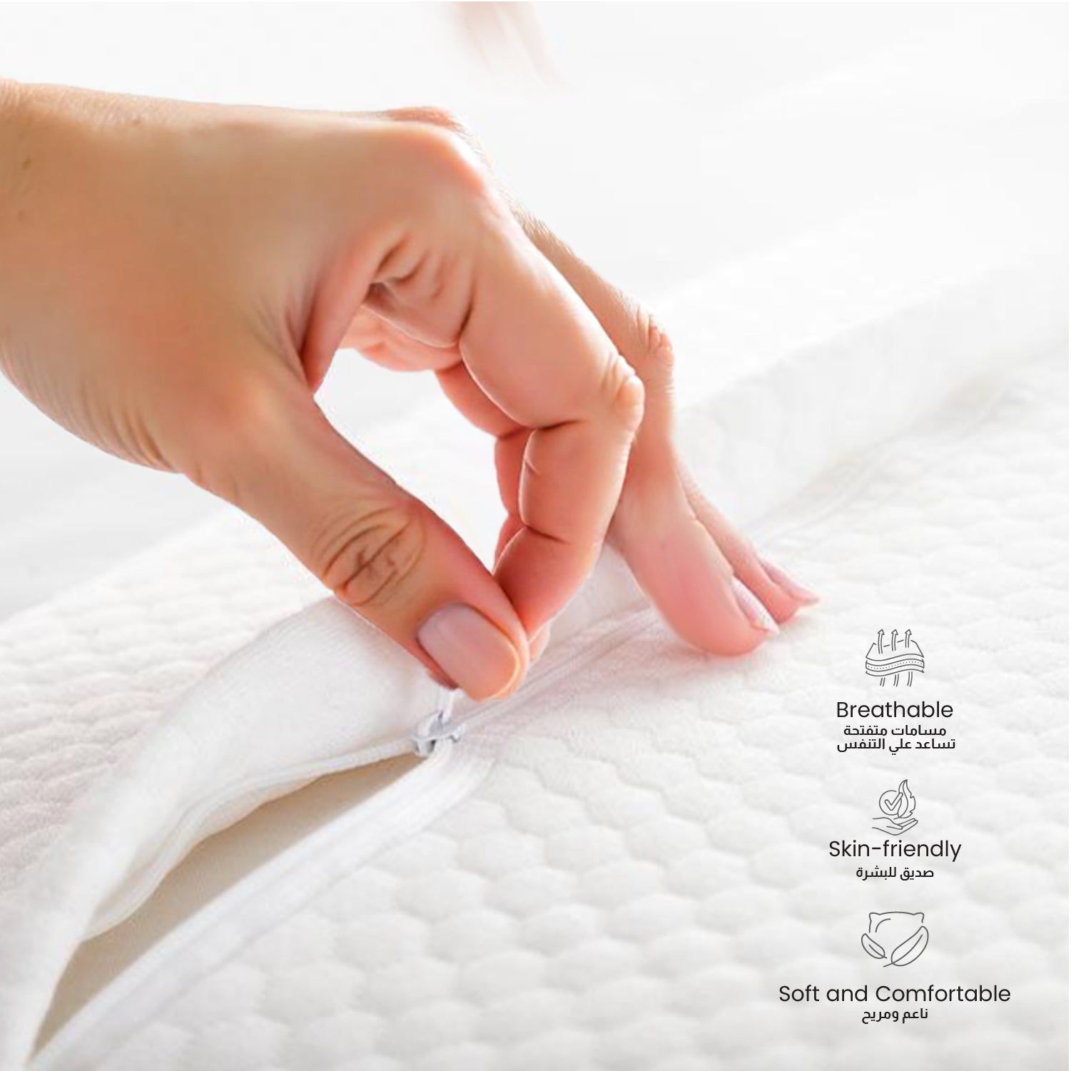 Ergo Memory Foam Pillow with Breathable, Washable Cover 60x40x10cm