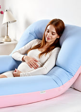 Four Seasons Dual Pregnancy Pillow U Shaped Full Body Maternity Pillow 80x130cm Pink and Blue - Cotton Home