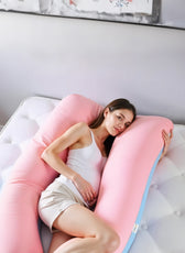 Four Seasons Dual Pregnancy Pillow U Shaped Full Body Maternity Pillow 80x130cm Pink and Blue - Cotton Home