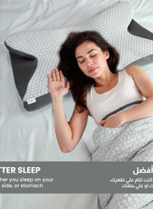 Ergo Memory Foam Pillow with Breathable, Washable Cover  64x40x12cm