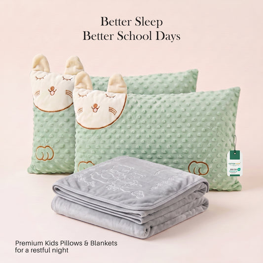 Back to School Essentials Kids Pillow And Blankets Grey