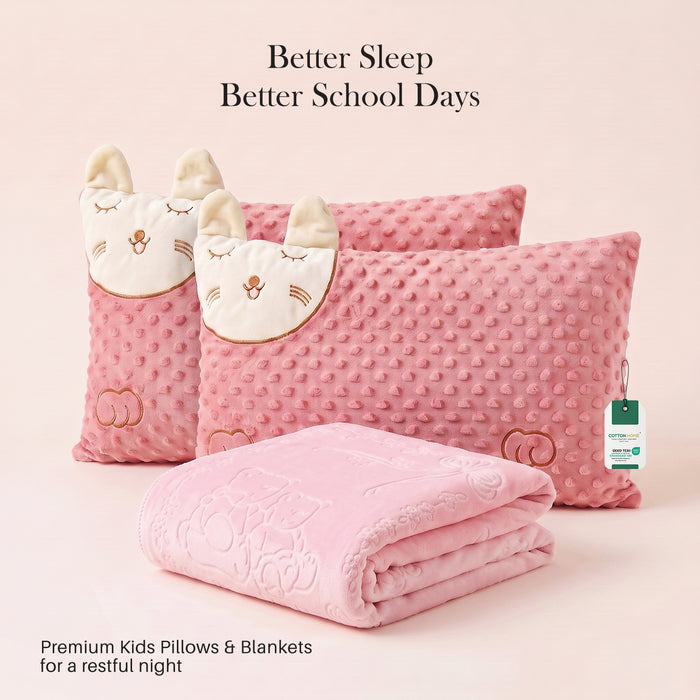 Back to School Essentials Kids Pillow And Blankets Pink
