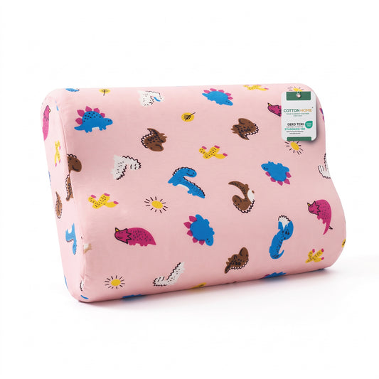 Kids Contour Memory Foam Pillows - Pink Dino (26x38cm)