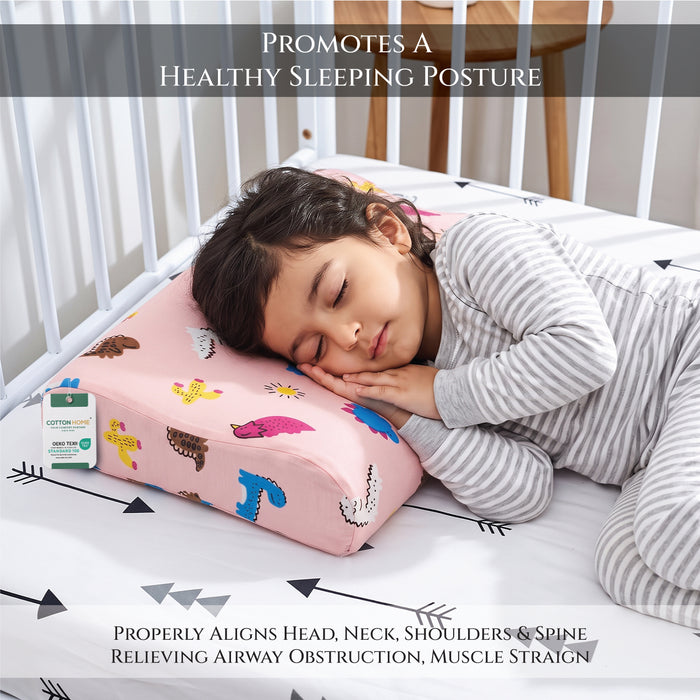Kids Contour Memory Foam Pillows - Pink Dino (26x38cm)