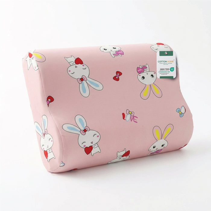 Kids Contour Memory Foam Pillows - Pink Rabbit (26x38cm)
