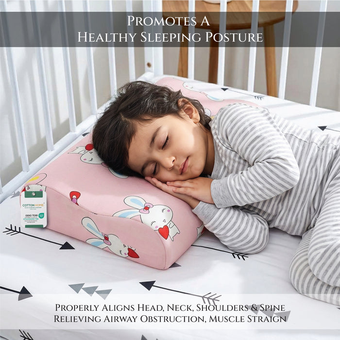 Kids Contour Memory Foam Pillows - Pink Rabbit (26x38cm)