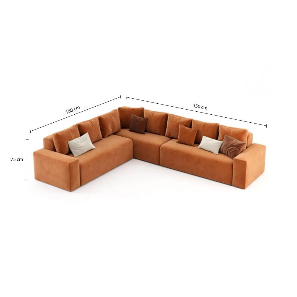 Harmony Haven 4 Seater Sofa in Luxurious Brown Velvet – L350cm x W180cm x H75cm Stylish, Comfortable, and Durable Sofa for Elegant Living Spaces - Cotton Home