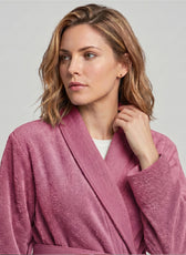 Plush Cotton Adult Bathrobe 100% Cotton Thick & Absorbent - Pink
