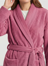 Plush Cotton Adult Bathrobe 100% Cotton Thick & Absorbent - Pink