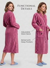 Plush Cotton Adult Bathrobe 100% Cotton Thick & Absorbent - Pink