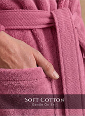 Plush Cotton Adult Bathrobe 100% Cotton Thick & Absorbent - Pink