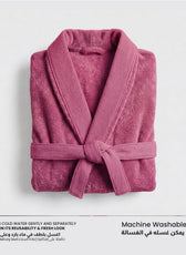 Plush Cotton Adult Bathrobe 100% Cotton Thick & Absorbent - Pink