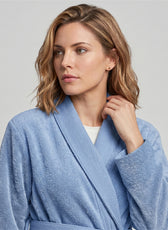 Plush Cotton Adult Bathrobe 100% Cotton Thick & Absorbent - Sky Blue