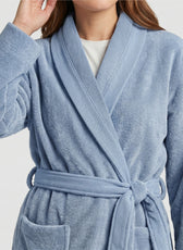 Plush Cotton Adult Bathrobe 100% Cotton Thick & Absorbent - Sky Blue