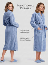 Plush Cotton Adult Bathrobe 100% Cotton Thick & Absorbent - Sky Blue