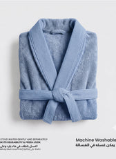 Plush Cotton Adult Bathrobe 100% Cotton Thick & Absorbent - Sky Blue