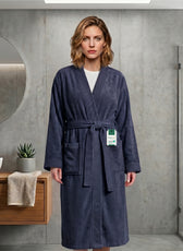 Plush Cotton Adult Bathrobe 100% Cotton Thick & Absorbent - Violet