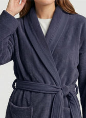 Plush Cotton Adult Bathrobe 100% Cotton Thick & Absorbent - Violet