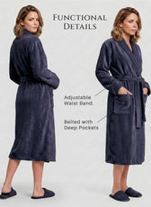 Plush Cotton Adult Bathrobe 100% Cotton Thick & Absorbent - Violet