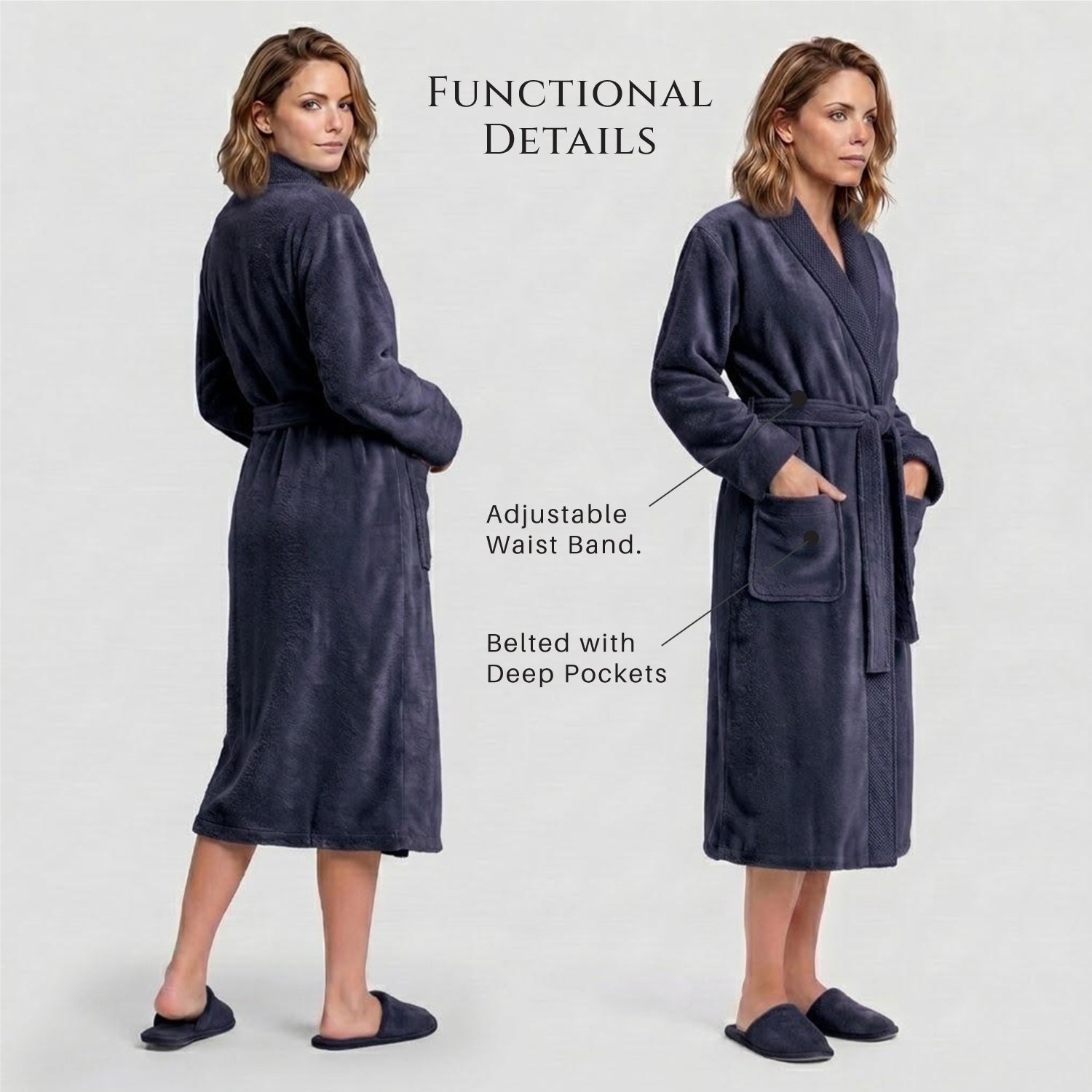 Plush Cotton Adult Bathrobe 100% Cotton Thick & Absorbent - Violet