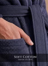 Plush Cotton Adult Bathrobe 100% Cotton Thick & Absorbent - Violet