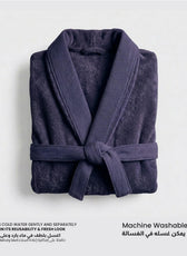 Plush Cotton Adult Bathrobe 100% Cotton Thick & Absorbent - Violet