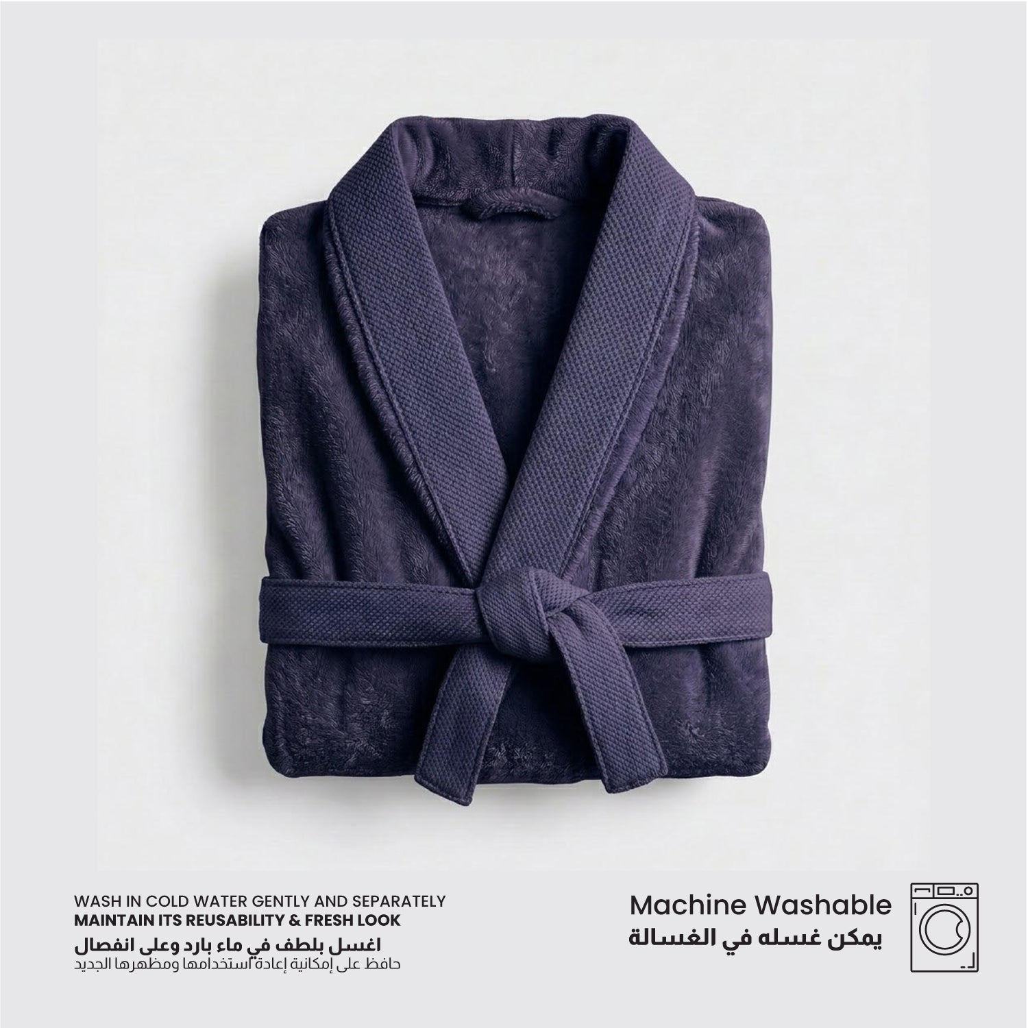Plush Cotton Adult Bathrobe 100% Cotton Thick & Absorbent - Violet