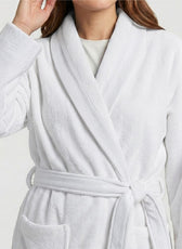 Plush Cotton Adult Bathrobe 100% Cotton Thick & Absorbent - White